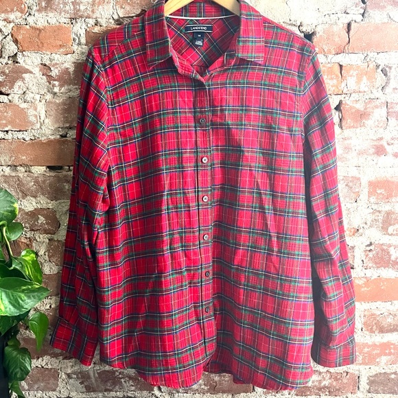 Lands' End Tops - Lands’ End Women’s Red Tartan Plaid Flannel Button Down Shirt